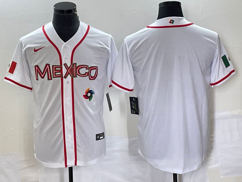 Men 2023 World Cub Mexico Blank White Nike MLB Jersey16